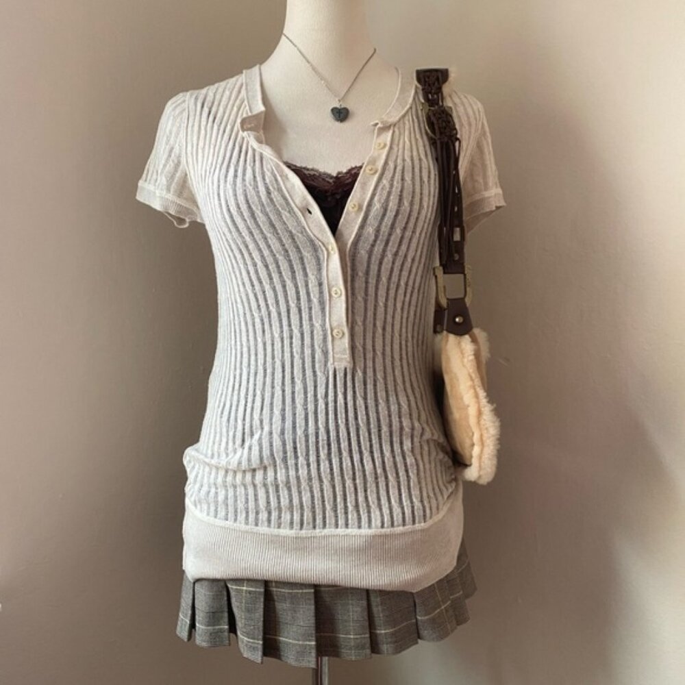 Cream Short Sleeve henley